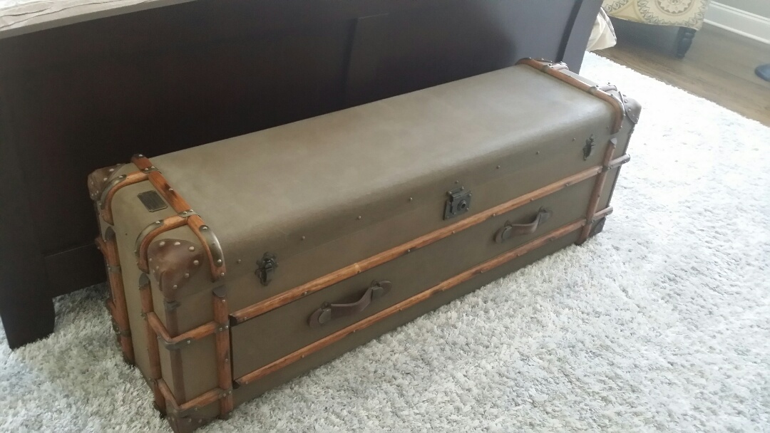 Repaired spot on canvas trunk