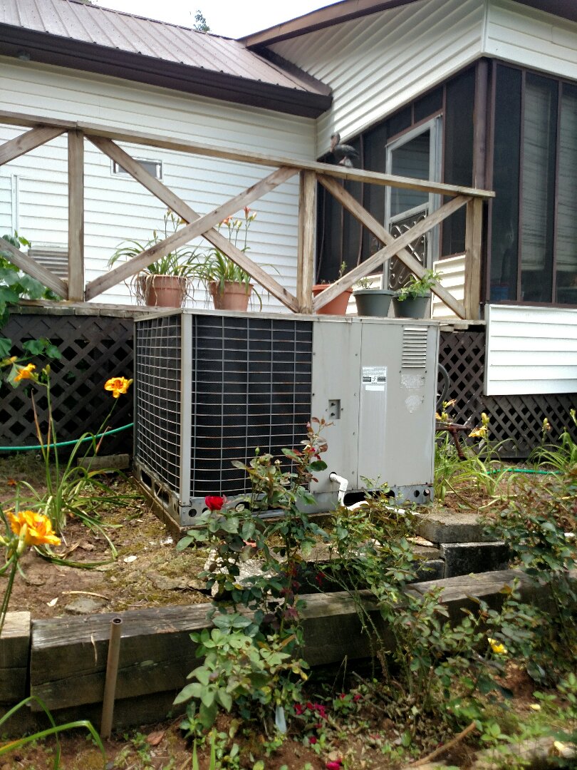 Gainesville, GA - Performing cooling check on this 15 year old Tappan gas package unit. Chemical flushing heat transfer media coils. Adding start kit to compressor. We service all brands like Carrier Bryant Lennox Comfortmaker Nordyne Tappan Westinghouse Trane American standard Ruud Rheem Heil Amana Goodman Daikin GMC Whirlpool weather king. We serve our customers with honesty and integrity. We take care of our customers because our family depends on it. Gainesville, GA - Performing cooling check on this 15 year old Tappan gas package unit. Chemical flushing heat transfer media coils. Adding start kit to compressor. We service all brands like Carrier Bryant Lennox Comfortmaker Nordyne Tappan Westinghouse Trane American standard Ruud Rheem Heil Amana Goodman Daikin GMC Whirlpool weather king. We serve our customers with honesty and integrity. We take care of our customers because our family depends on it.
