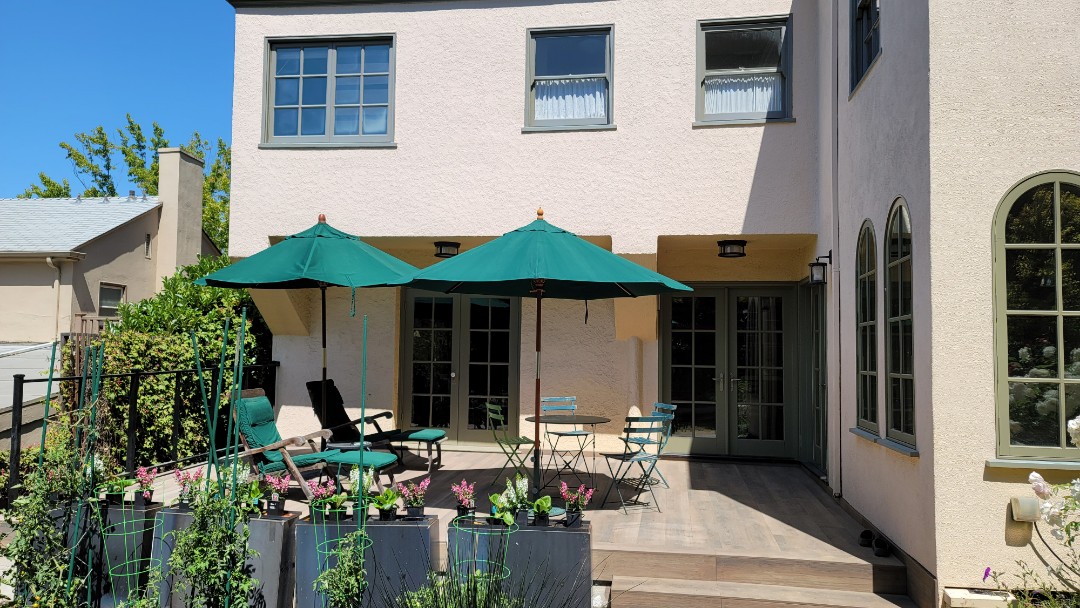 Lafayette, CA - Just met with a customer who chose the Sunstyle retractable awning from Sunesta. 21' wide x 10' projection along with a 5' manual drop screen. This is an option, that one can drop when needed to provide more shade when the Sun is lower in the sky and still shines under the awning. If you chose this option, one can drop the screen to block that low Sun. A must have option when facing west. This picture shows the deck where their future retractable awning will be installed in a few weeks. Lafayette, CA - Just met with a customer who chose the Sunstyle retractable awning from Sunesta. 21' wide x 10' projection along with a 5' manual drop screen. This is an option, that one can drop when needed to provide more shade when the Sun is lower in the sky and still shines under the awning. If you chose this option, one can drop the screen to block that low Sun. A must have option when facing west. This picture shows the deck where their future retractable awning will be installed in a few weeks.