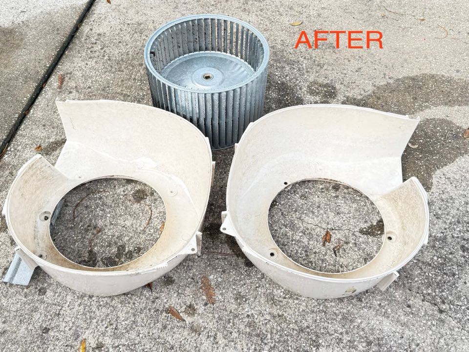 Completed the service agreement visit. Found the blower assembly completely cover on mold. Recommend the client to clean it and install a uv light. We cleaned the blower assembly and installed the uv system. Left the system working in good order. 
