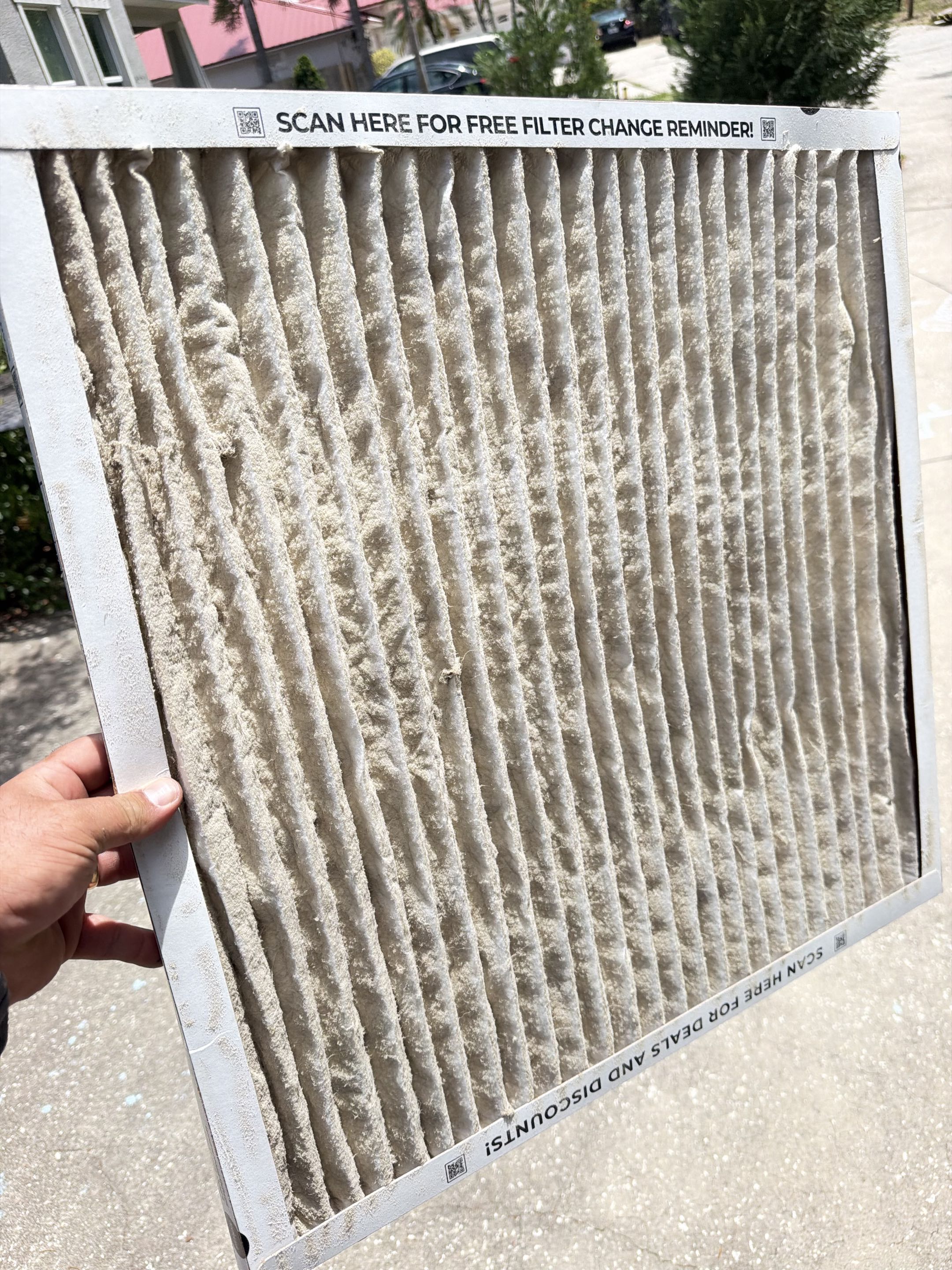 Upon arrival found the system with a very bad filters. 
Inspected the system and everything else is working properly. 
Recommend to cover the gap under the door with something so you guys only use one filter. 
If you want to install a new filter under the unit size will be 21.5 x21.5x1. I replaced the filter above door provided by the customer. 
Left the system in good working order. 