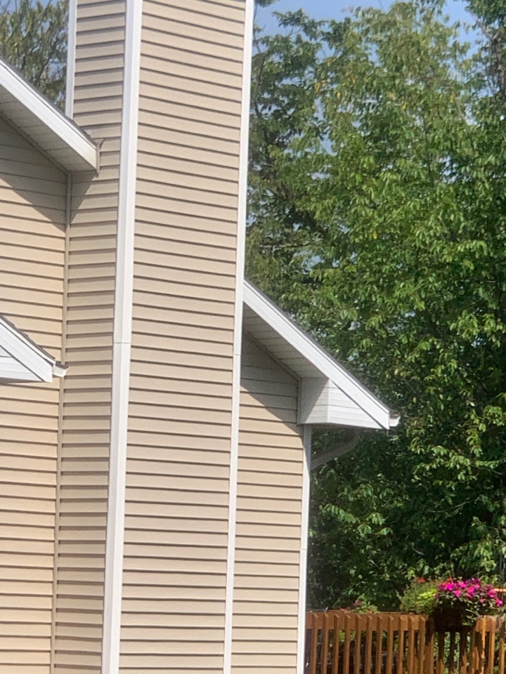 Grand Rapids, MI - Large wasp nest on this house underneath the siding by the fireplace. Our pest control services took care of the problem quickly and efficiently. Grand Rapids, MI - Large wasp nest on this house underneath the siding by the fireplace. Our pest control services took care of the problem quickly and efficiently.