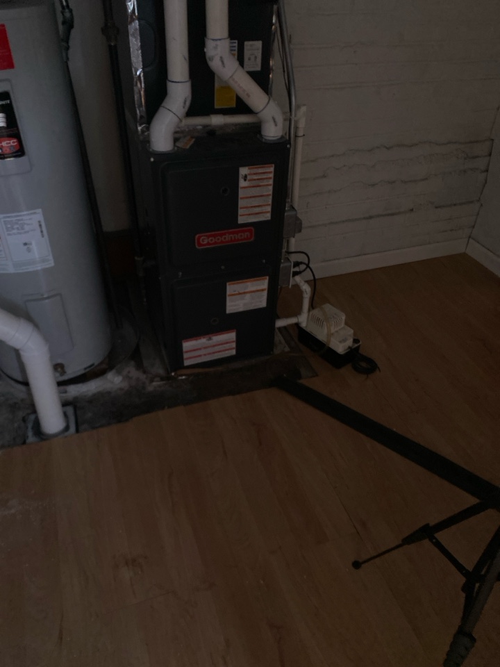 Radon post test in a house with HVAC system that is a upflow. Very difficult to get it down as returns are in the floor.