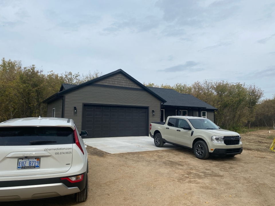Greenville, MI - This new construction house has elevated levels of radon. Next month a radon mitigation system will be installed to lower the radon levels for the new homeowner  Greenville, MI - This new construction house has elevated levels of radon. Next month a radon mitigation system will be installed to lower the radon levels for the new homeowner