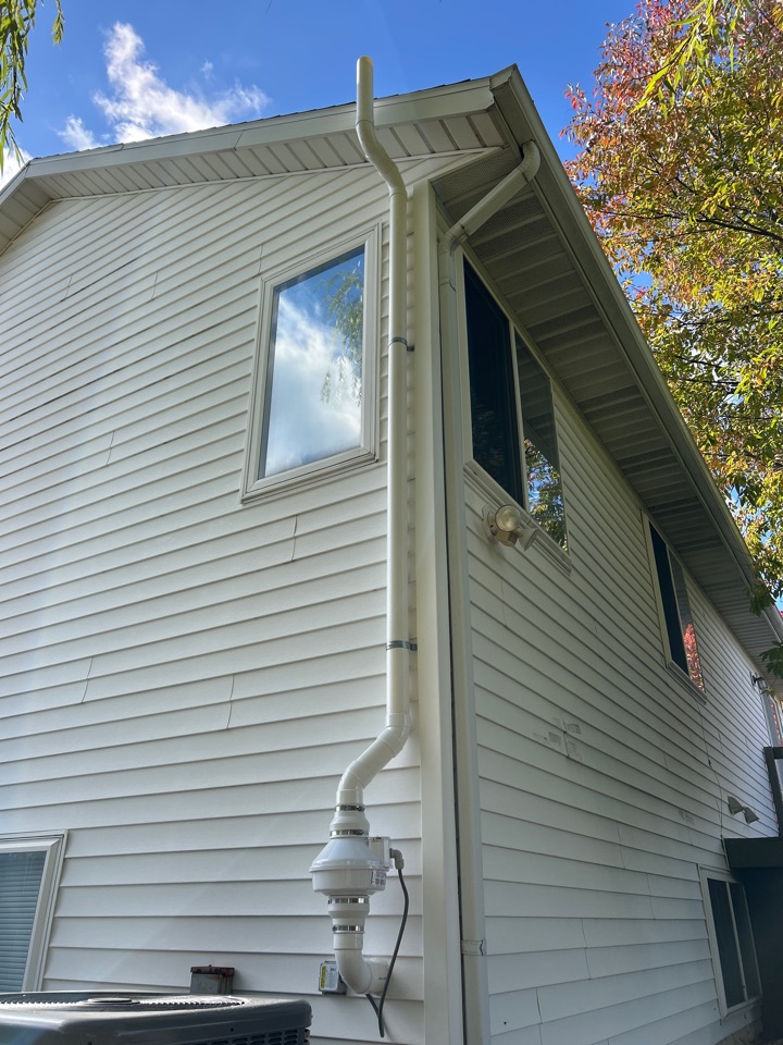 Kentwood, MI - Radon system installation! Drawings from the sump crock and out the side of the house up to code height!  Kentwood, MI - Radon system installation! Drawings from the sump crock and out the side of the house up to code height!