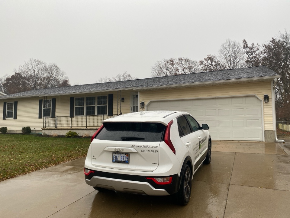 The sales inspection for this house showed elevated levels of radon. Next month a radon mitigation system will be installed to lower the radon levels allowing the sales process to continue uninterrupted 