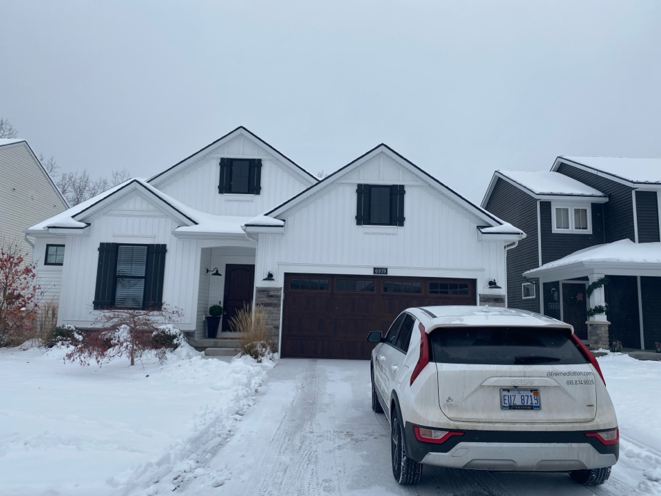This new house has elevated levels of radon. A mitigation system will be installed in the near future to lower the radon levels for the new owner 