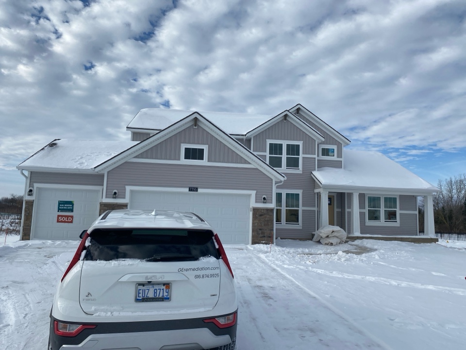 This new construction house has elevated radon levels. A radon mitigation system will be installed in the near future to lower the radon levels 