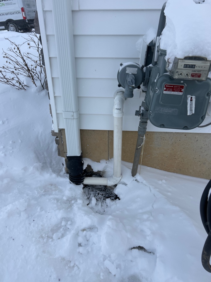 Sump pump installation. Tied the discharge line into the downspout drain. This customer had a radon system previously installed and wanted the security and peace of mind of having a sump pump installed! 