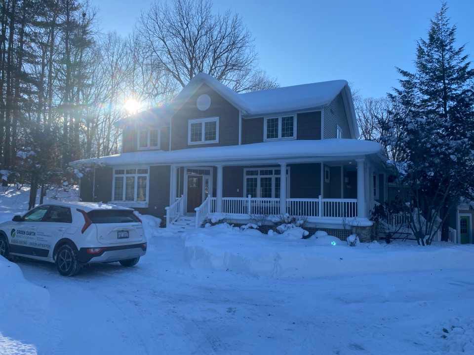 Elevated levels of radon were found at this house during the sales inspection. Next month a radon mitigation system will be installed to lower the radon levels 
