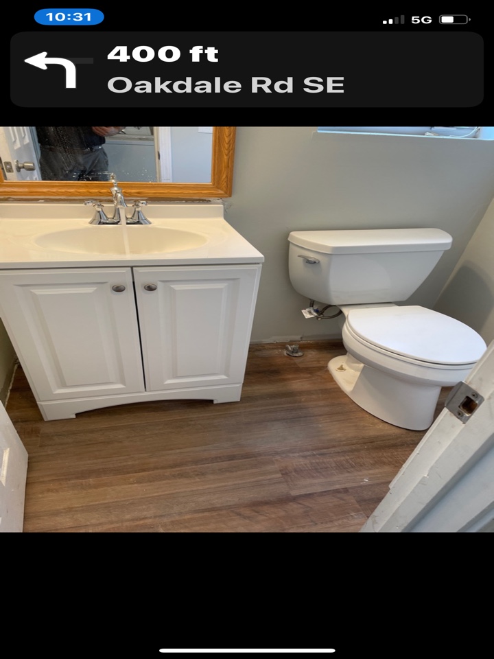 Just finished installing new vanity in bathroom and reinstall toilet bowl good customer great job