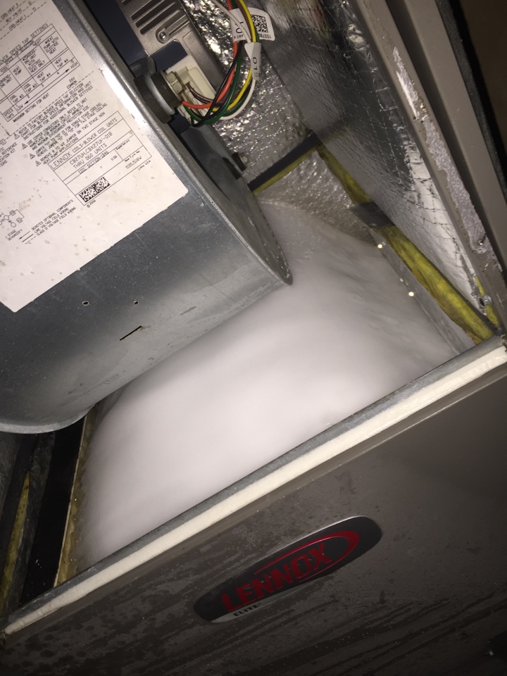 This is a total frozen evaporator coil due to a bad blower motor. Went and picked up motor return and install.now time to defrost.