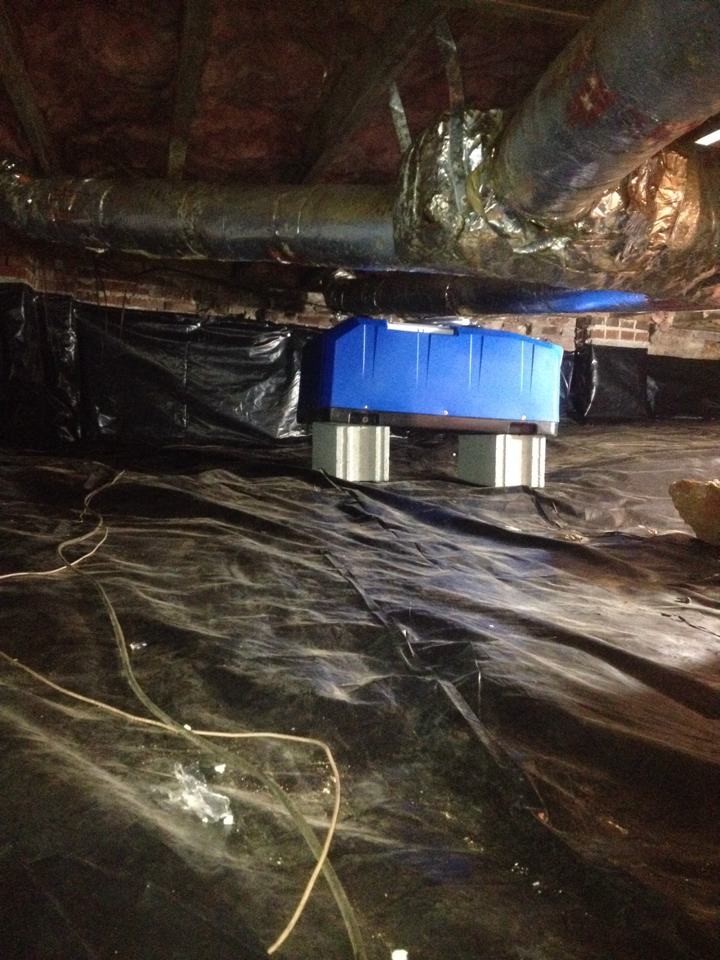 Vapor barrier and dehumidifier to help control moisture