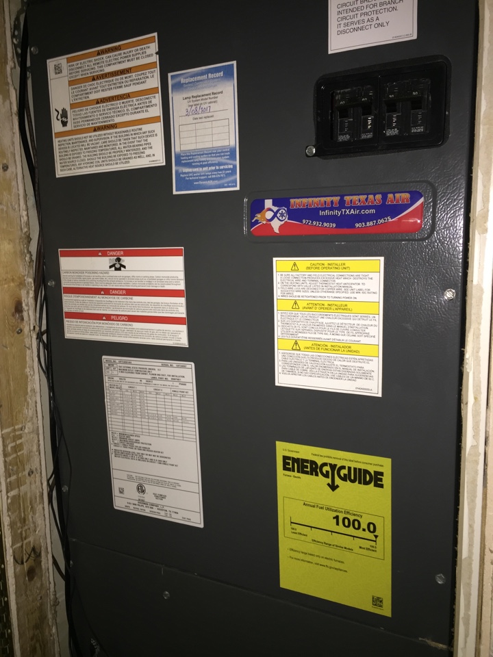 Today I performed a heating tune up on a Amana heat pump I performed a safety inspection made adjustments to increase efficiency washed filters and scheduled a duct cleaning 