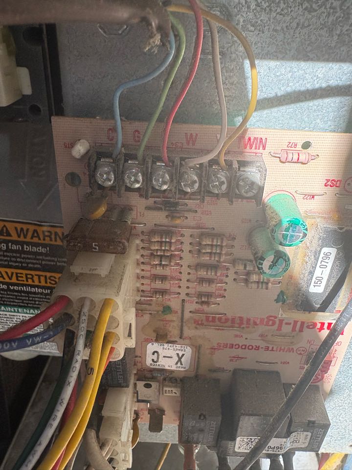 Replaced control board in TRANE gas furnace. Rockville, Maryland.  Flame was going on and off.