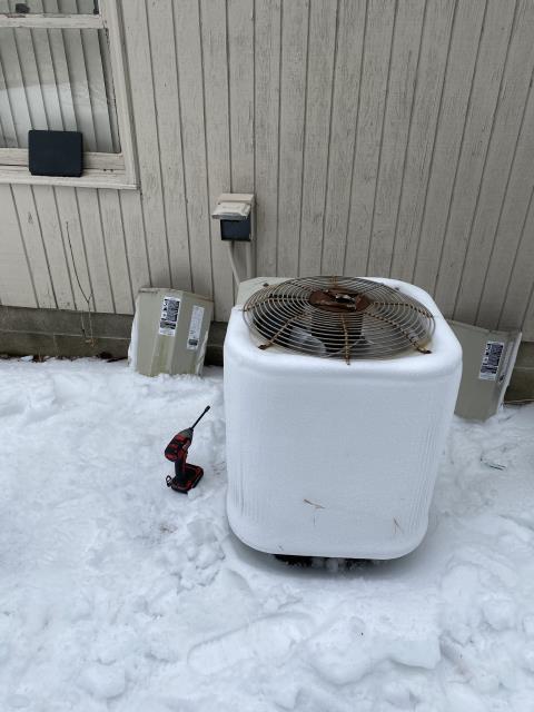 Dublin, OH - Upon arrival, I found the filter clogged. I changed out with a customer provided filter. I also found the outdoor heat pump with some frost build up on it. I informed the customer to run the unit in emergency heat mode to thaw the unit and then we can come back out to continue diagnostic. System is operational in emergency heat upon departure. Dublin, OH - Upon arrival, I found the filter clogged. I changed out with a customer provided filter. I also found the outdoor heat pump with some frost build up on it. I informed the customer to run the unit in emergency heat mode to thaw the unit and then we can come back out to continue diagnostic. System is operational in emergency heat upon departure.