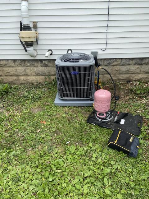 I completed a Half Install of Carrier 13 SEER 2.5 Ton Air Conditioner. The system is operational upon departure.