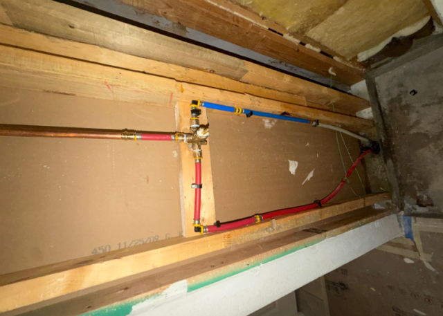 Shower valve install and water heater flush
