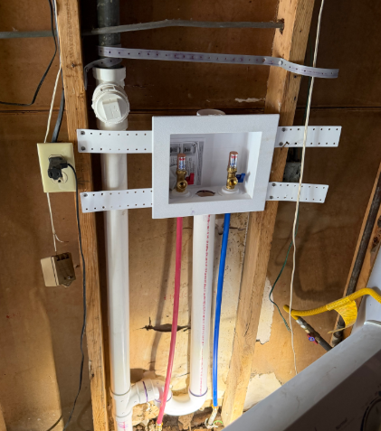 Install laundry box and replace cast iron santee