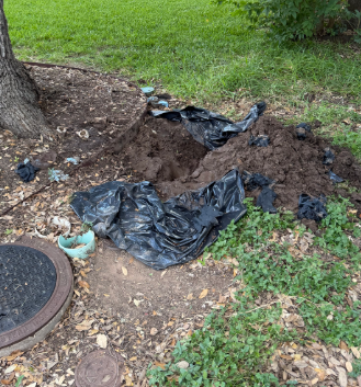 Austin, TX - Leak detection and repair break at main water meter