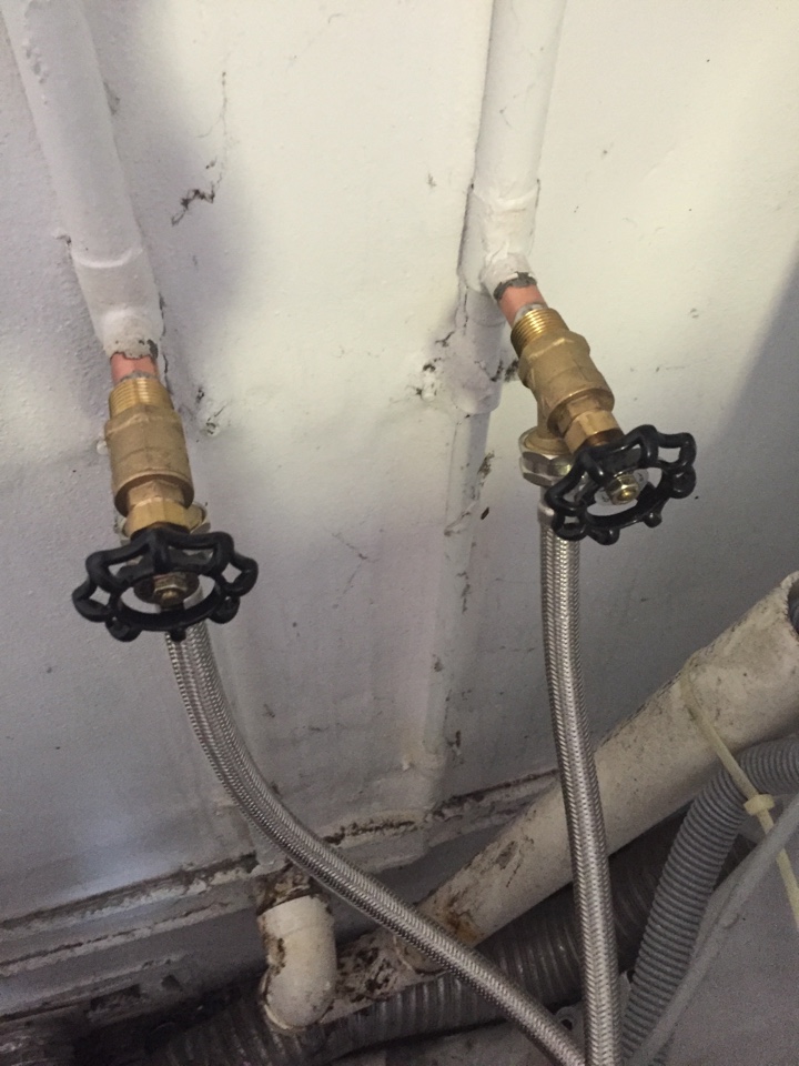 Install new laundry hose bibs and supply lines
