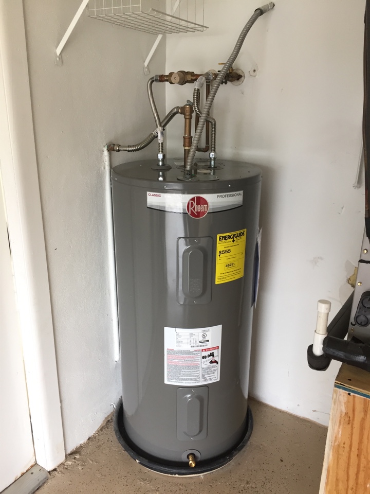 Water heater installation with mixing valve