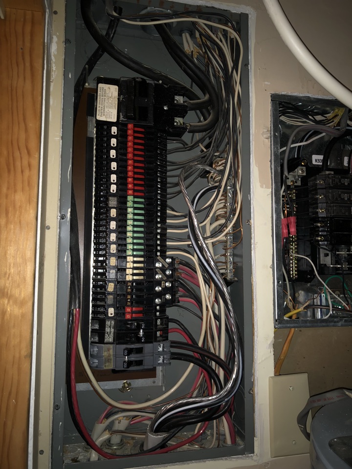 Replace 200 amp main electrical panel and install whole home electrical surge protector. Correct dock wiring, install gfci receptacles and clean dryer vent.