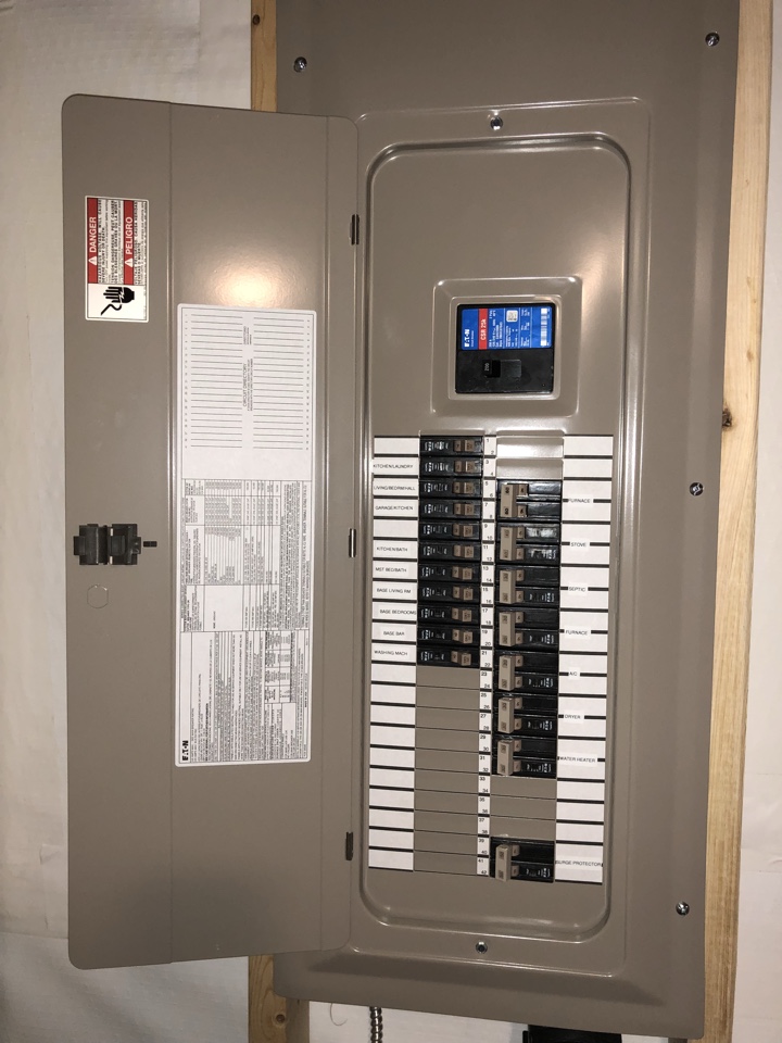 Electrician needed to wire basement and install new electrical panel with whole home electrical surge protection.