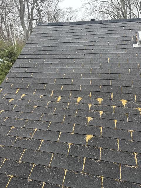 Maximum storm resistance was the primary focus for this project in Glendale! Rather than a standard eave-only barrier, our crew applied a full-deck ice and water shield membrane across the entire roof surface before installing a CertainTeed NorthGate ClimateFlex Class 4 impact-resistant shingle system in Moiré Black. We also carefully detached the home's existing gutters, resetting them with heavy-duty aluminum fascia brackets and custom-tuning the pitch to optimize flow directly toward the original downspouts.
