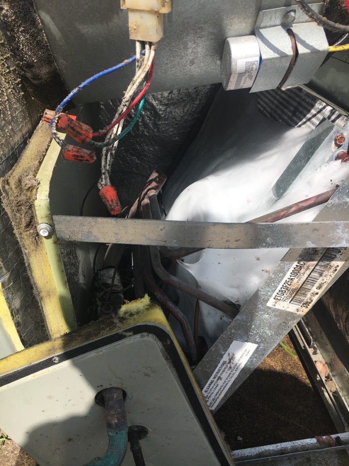 System change out. Installing a 2.5 ton Goodman system. The coil in the old one has ice on it. System change out. Installing a 2.5 ton Goodman system. The coil in the old one has ice on it.