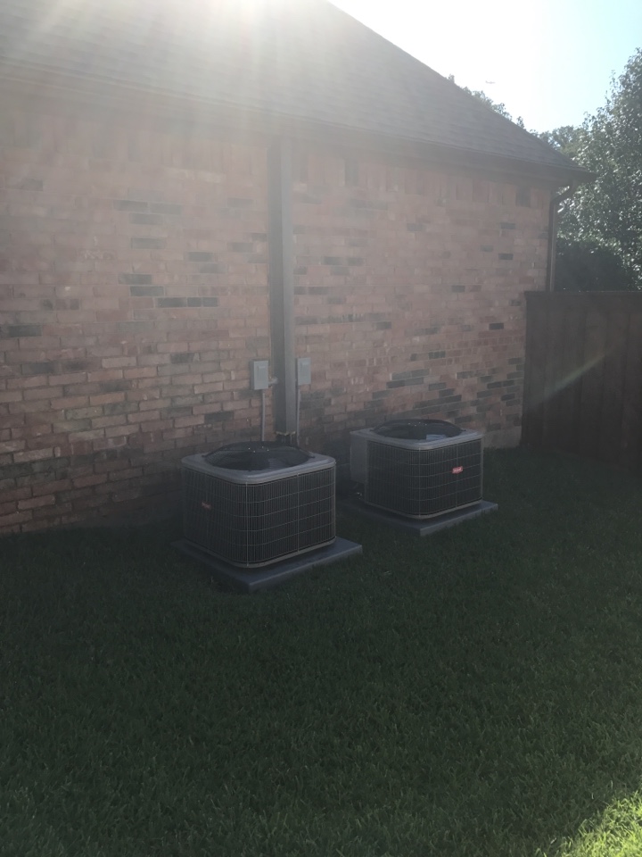 Replaced 3 old Goodman systems with Bryant 114.  Relocated 2 outdoor unit from the pool area to the other side of the garage.  Really nice job. 