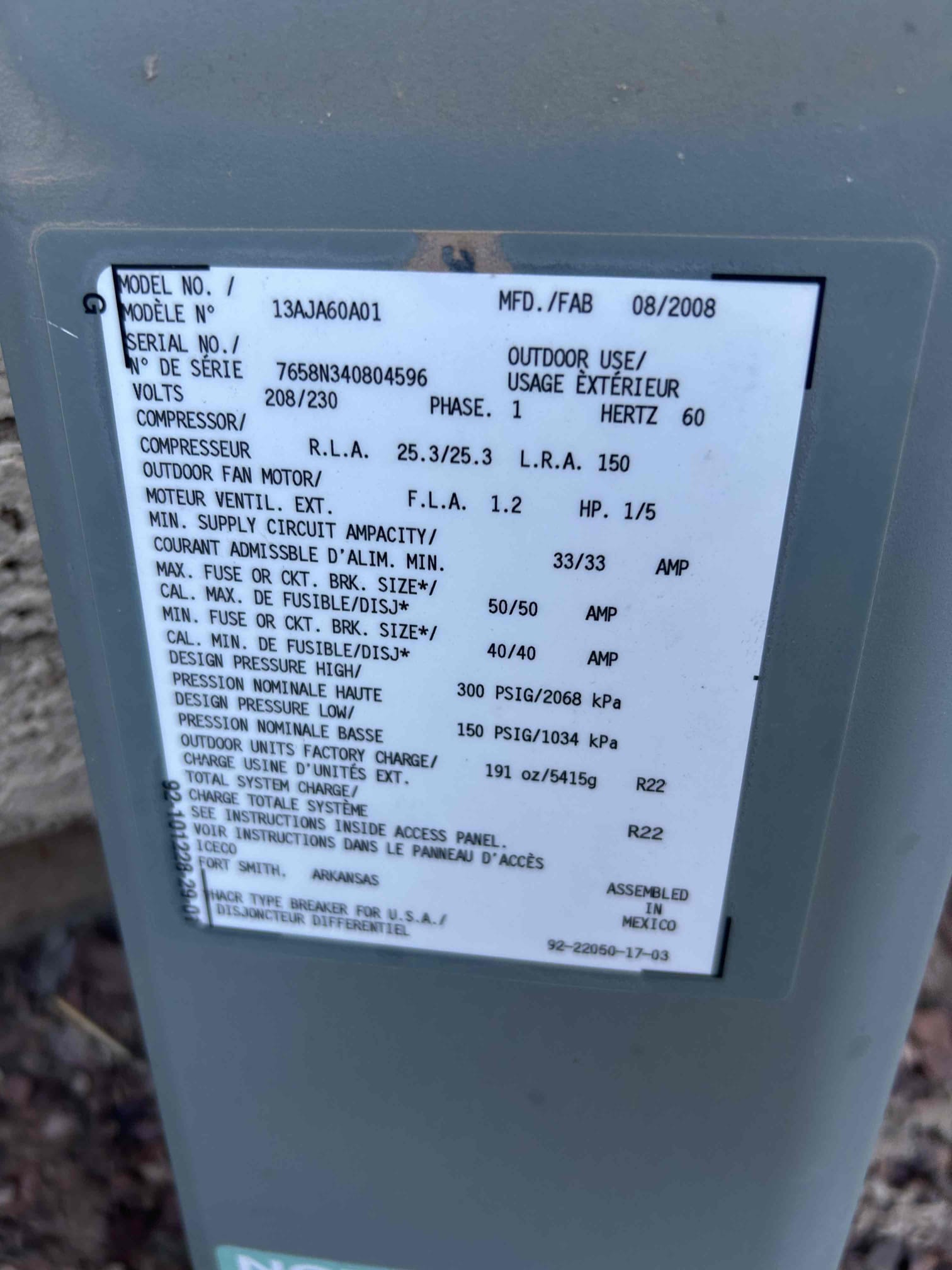 Arrived to home
- set thermostat to cool
- checked system
- found following:
- bad dual capacitor (hole in body)
- bad fan motor (ruptured seal)
- bad inrush kit (popped)
- bad contactor (burnt/pitted)


Fan motor
Contactor
Inrush kit
Dual cap
*complimentary coil bath
