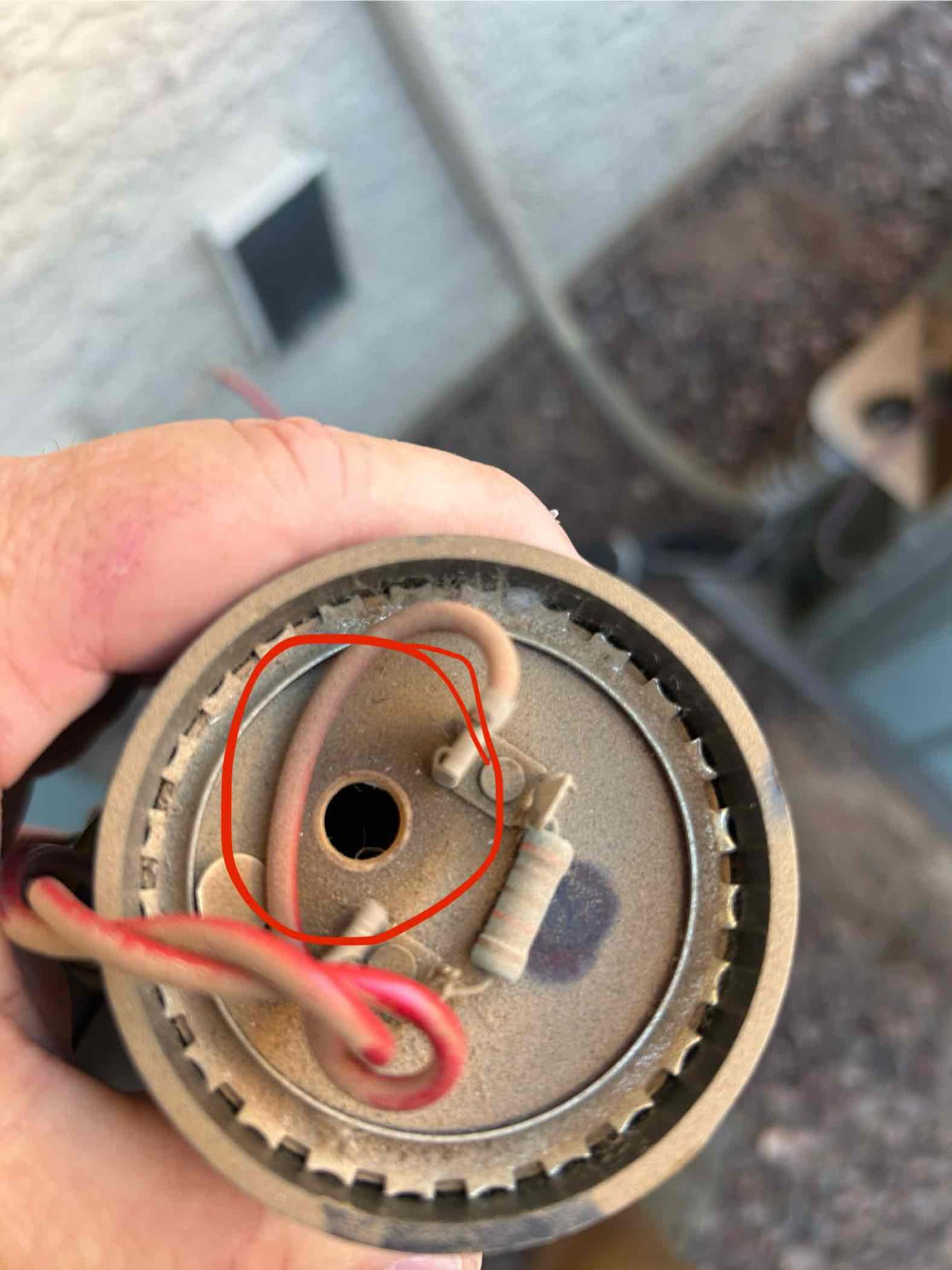 Arrived to home
- set thermostat to cool
- checked system
- found following:
- bad dual capacitor (hole in body)
- bad fan motor (ruptured seal)
- bad inrush kit (popped)
- bad contactor (burnt/pitted)


Fan motor
Contactor
Inrush kit
Dual cap
*complimentary coil bath