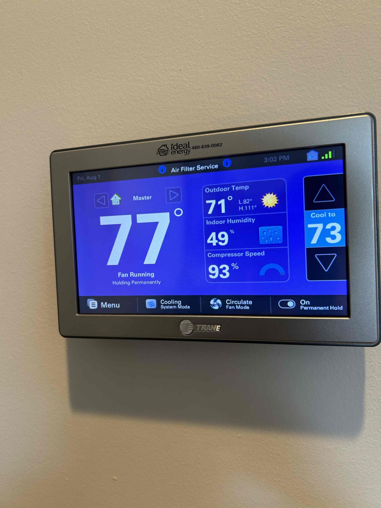 Master bedroom is warmer than usual, not maintaining room temp. Verified system had a 20 degree split, the rest of the home is keeping up. Current system has 4 zones. After testing each zones airflow, the amount delivered to the master has been increased by 5%, it is now at a total of 35%. I have explained to the homeowners the adjustments to the settings that are done on today’s visit. I have also explained to him that this can be something we can help on the back end if extra tweaking is needed to dial in airflow output. They will call the office is further assistance is needed. If issue persist and an onsite visit is needed pertaining todays service visit, the fee will cover the xtra visit if same issue. System is cooling at departure.