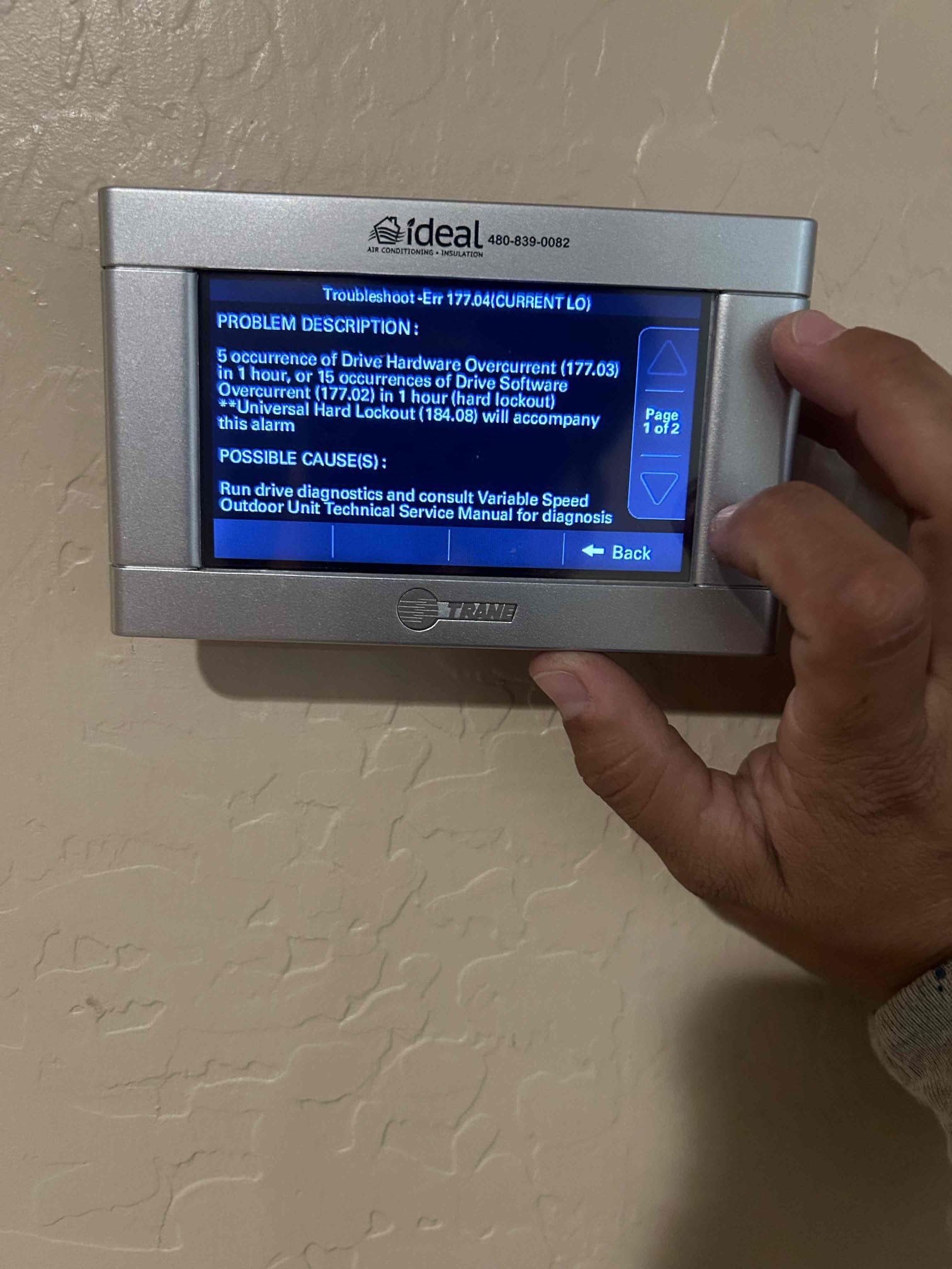 System is set to quiet mode in attempt of providing Temporary cooling. Need to order compressor for repair. Will reach out to homeowner with any update from Trane’s supply house for availability of parts. If home is not comfortable to stay in we might have a portable ac that can be lend out if needed. System is partially cooling at departure.