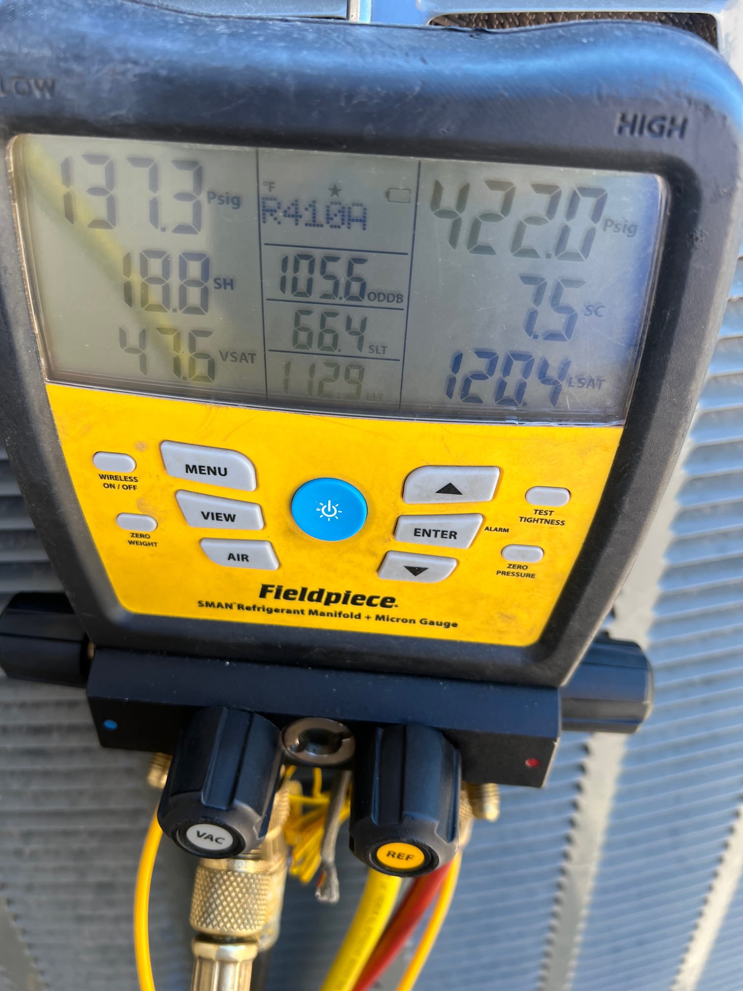 Returned and replaced the compressor and charge the unit back to factory specifications. The units operating properly at this time.