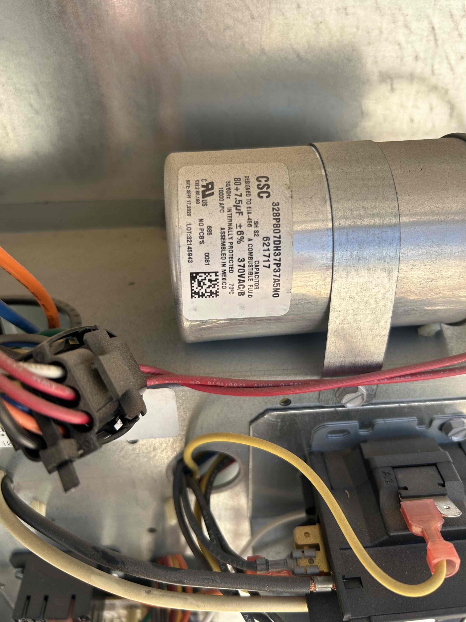 Checked system
Found 80uf cap at 3.92
Replaced cap
Started system 
Working good at this time
*in fall will need trap cut in to drain along with system cleaning 

Capacitor
