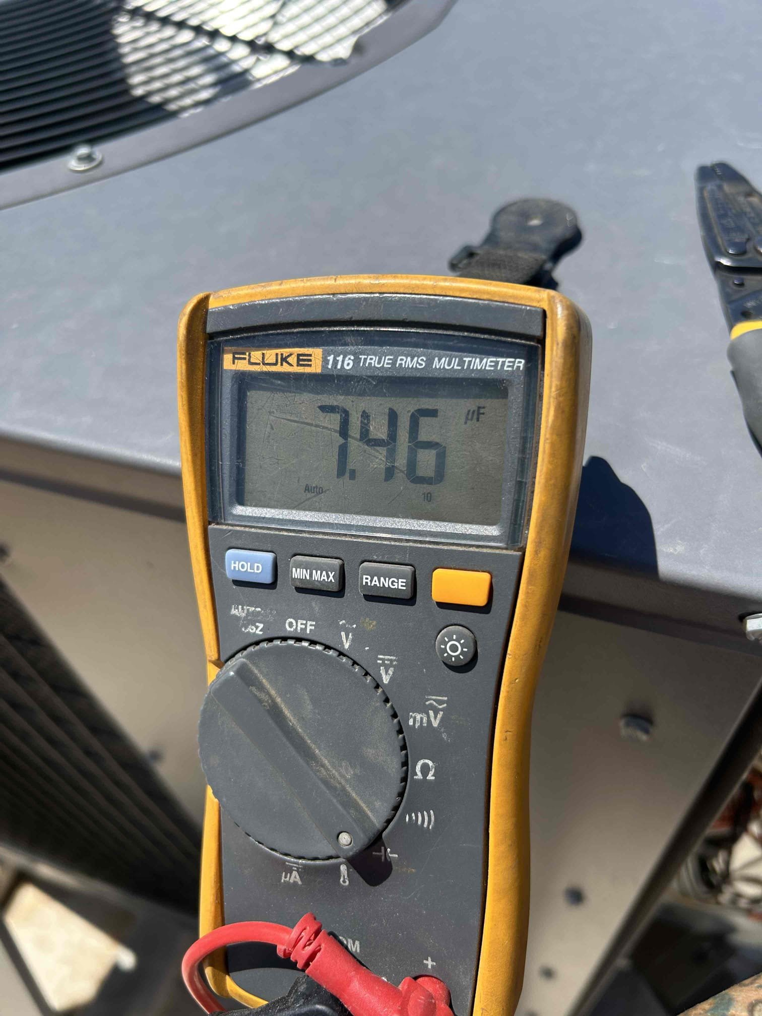 Checked system
Found 80uf cap at 3.92
Replaced cap
Started system 
Working good at this time
*in fall will need trap cut in to drain along with system cleaning 

Capacitor
