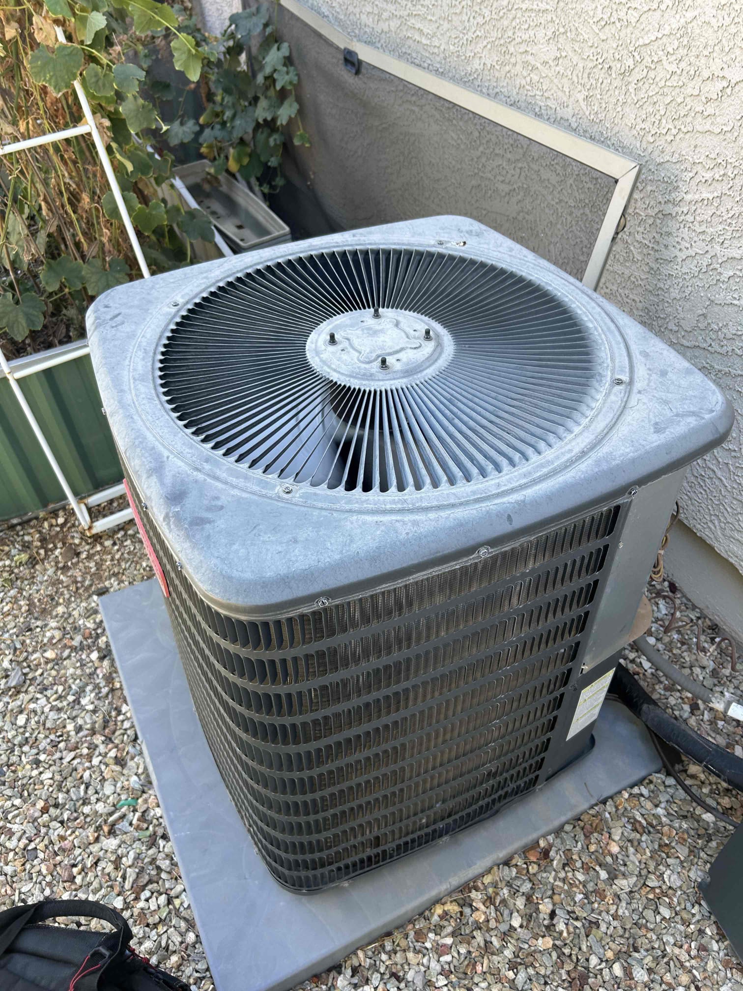 Arrived to home
Checked blower - good
Zoning calling for cool
Checked condenser 
Found bad dual capacitor
Start windings damaged
Ducting has return bypass in lieu of dump zone
Needs to be reduced to allow for better efficiency and comfort

Performed following repairs
Inrush kit
Dual Amrad capacitor