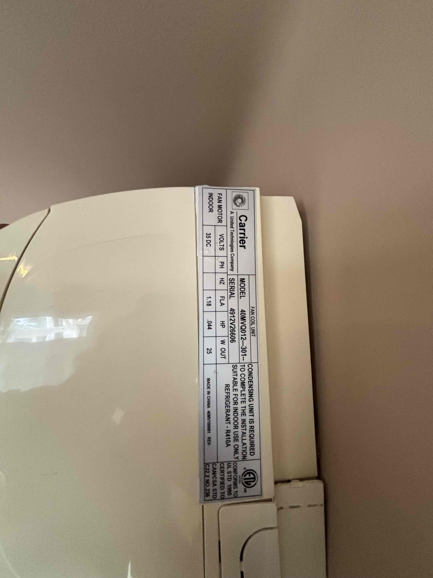 I provided check up on carrier 1 ton mini split. System is operating within desired amp range, pressures and temperatures look good for today’s indoor/outdoor temperatures. Would recommend having indoor head unit cleaned. I noticed thermostat wire was used for communication wire between outdoor indoor unit. 
