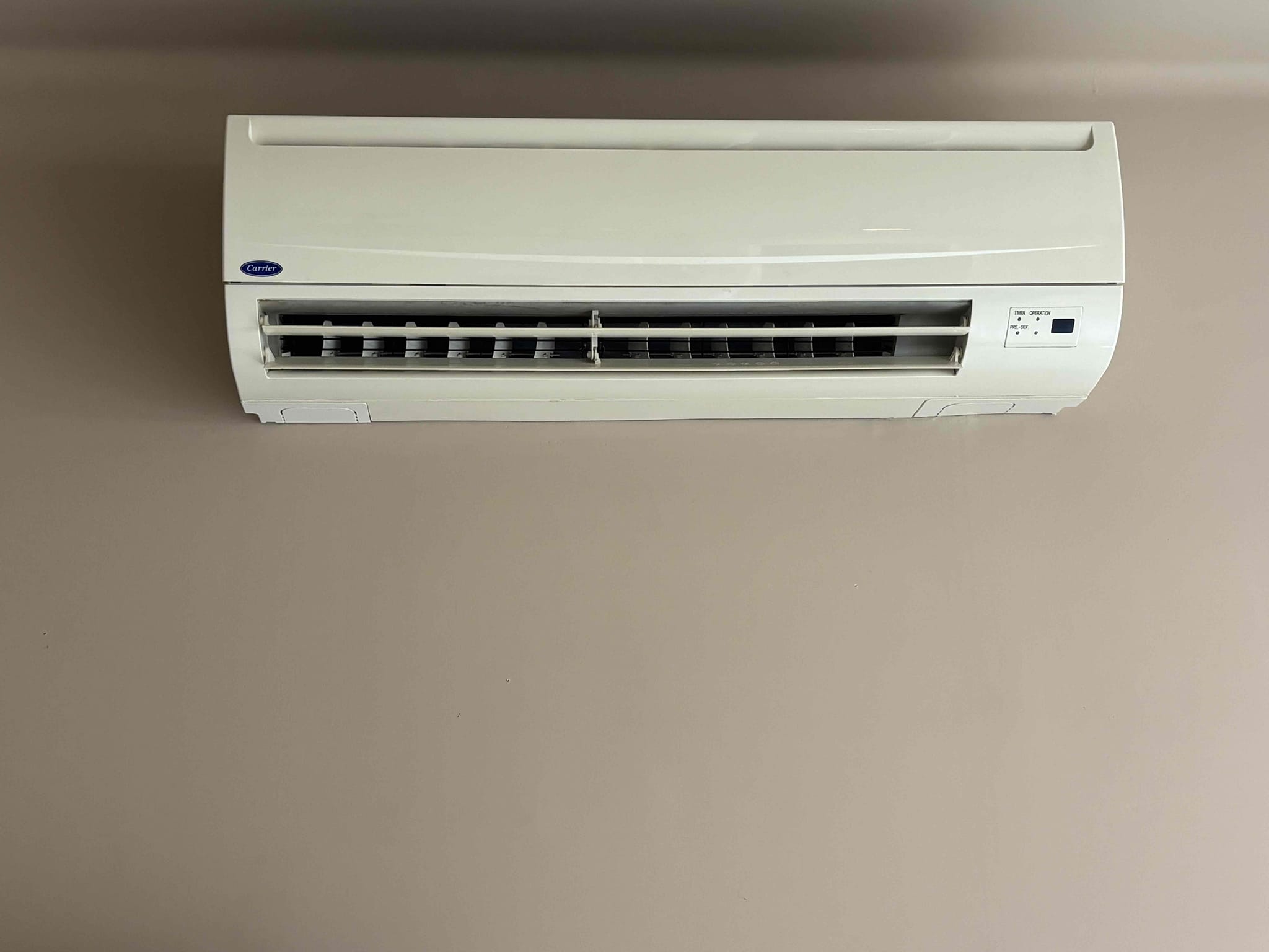 I provided check up on carrier 1 ton mini split. System is operating within desired amp range, pressures and temperatures look good for today’s indoor/outdoor temperatures. Would recommend having indoor head unit cleaned. I noticed thermostat wire was used for communication wire between outdoor indoor unit. 