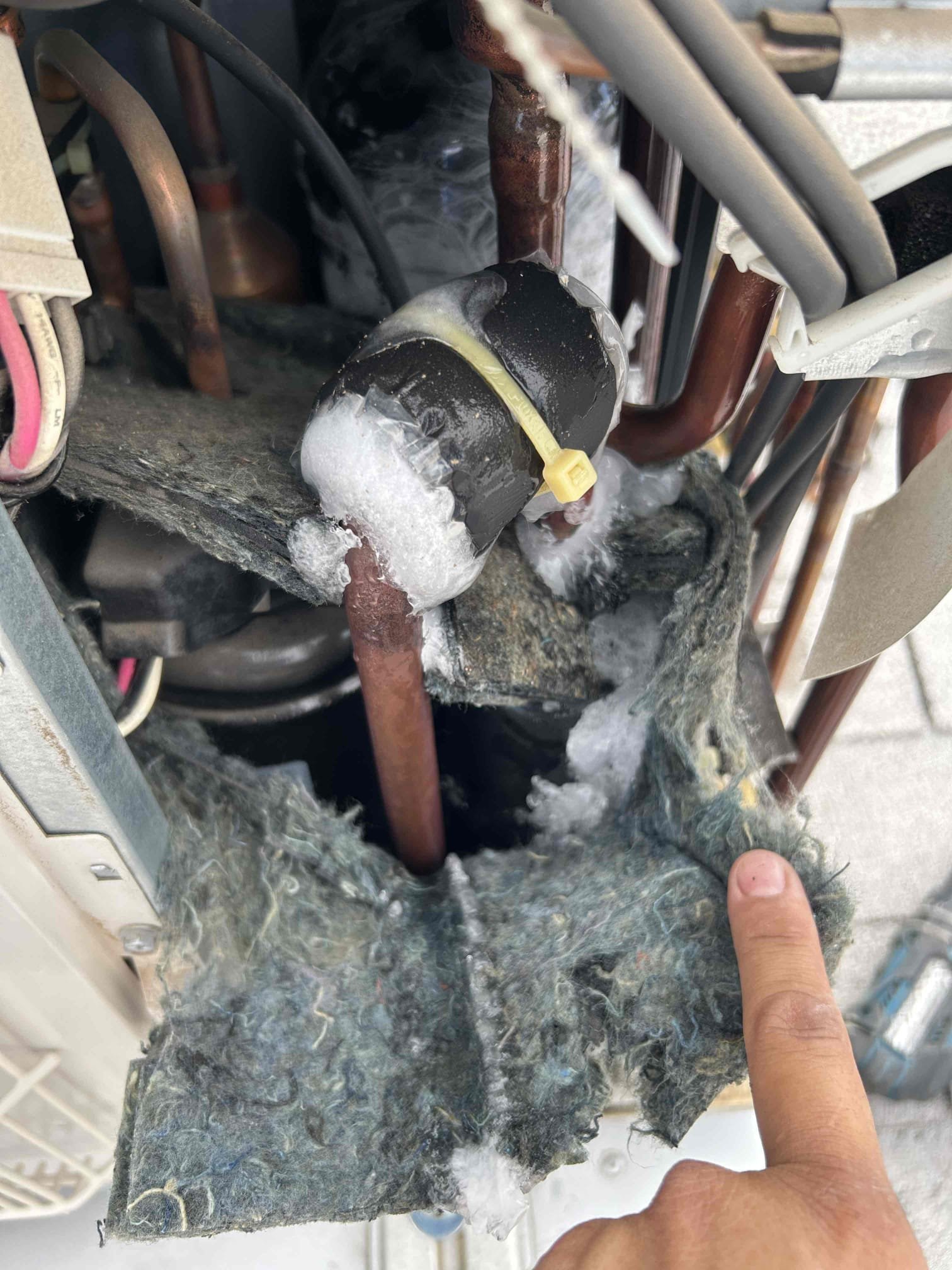 Mini split was found icing up again. Coils and filters are clean. Checked pressures and appeared to be low. Added charge to specs. Homeowners are aware that system might have possible leak. They will monitor system and will reach out if issue persist or worsens. Unit is cooling at its best capacity at time of departure.