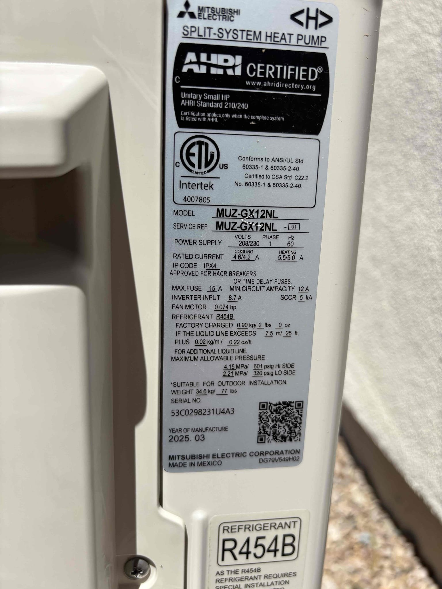 I found equipment to be operating properly, I also noticed tin style garage door is facing south western. I set fan speed to a constant medium low, and set vanes to auto. System is operating fine at this time.