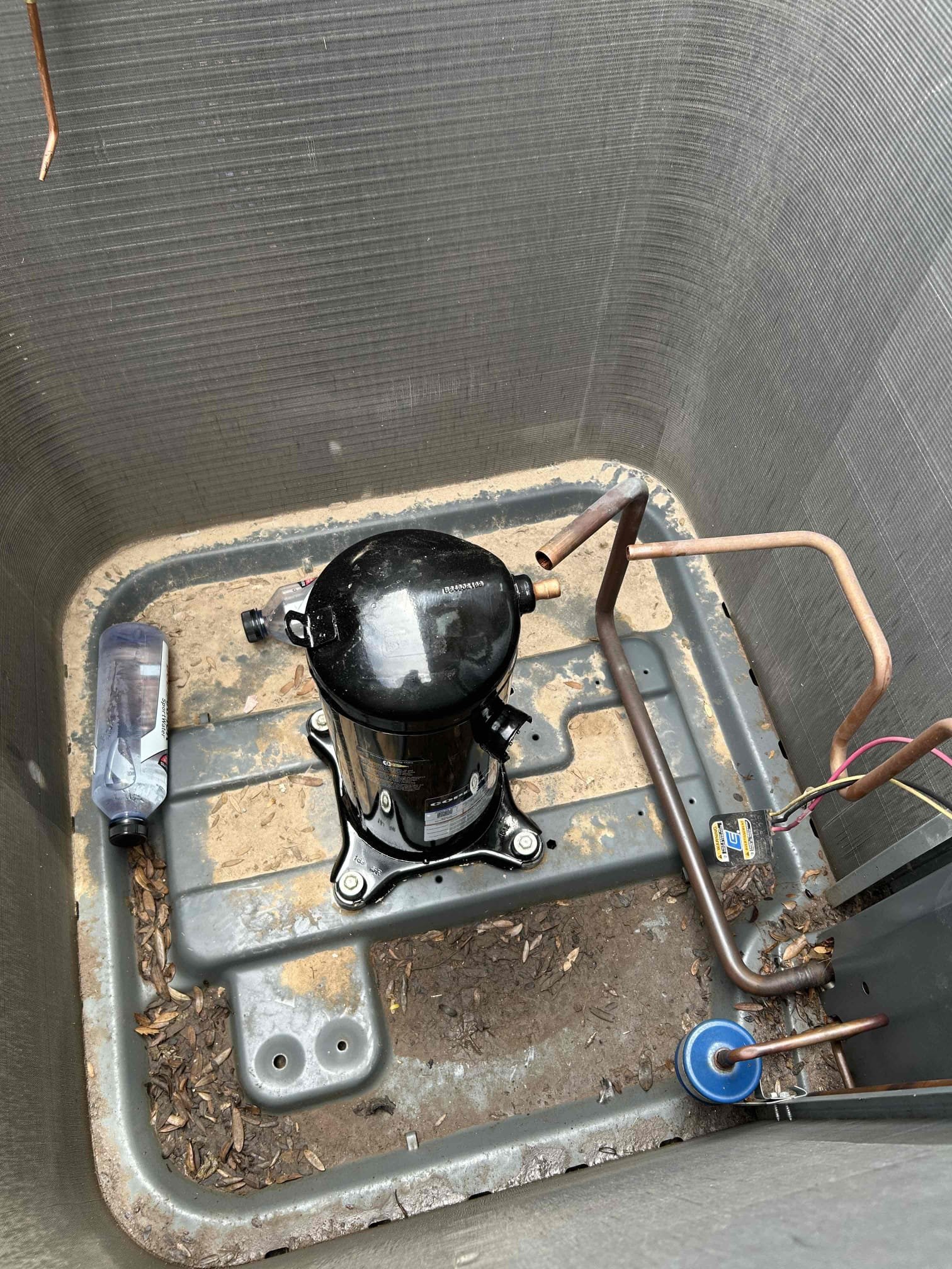 Acquired new compressor 
Returned to home
Removed old compressor
Installed new compressor
Pressure tested system
Evacuated system
Charged with new refrigerant 
Started and tested system
System good at this time

Goodman extended warranty to 10 yr period from date of install
Expires 7/30/2030
Warranty compressor per Goodman