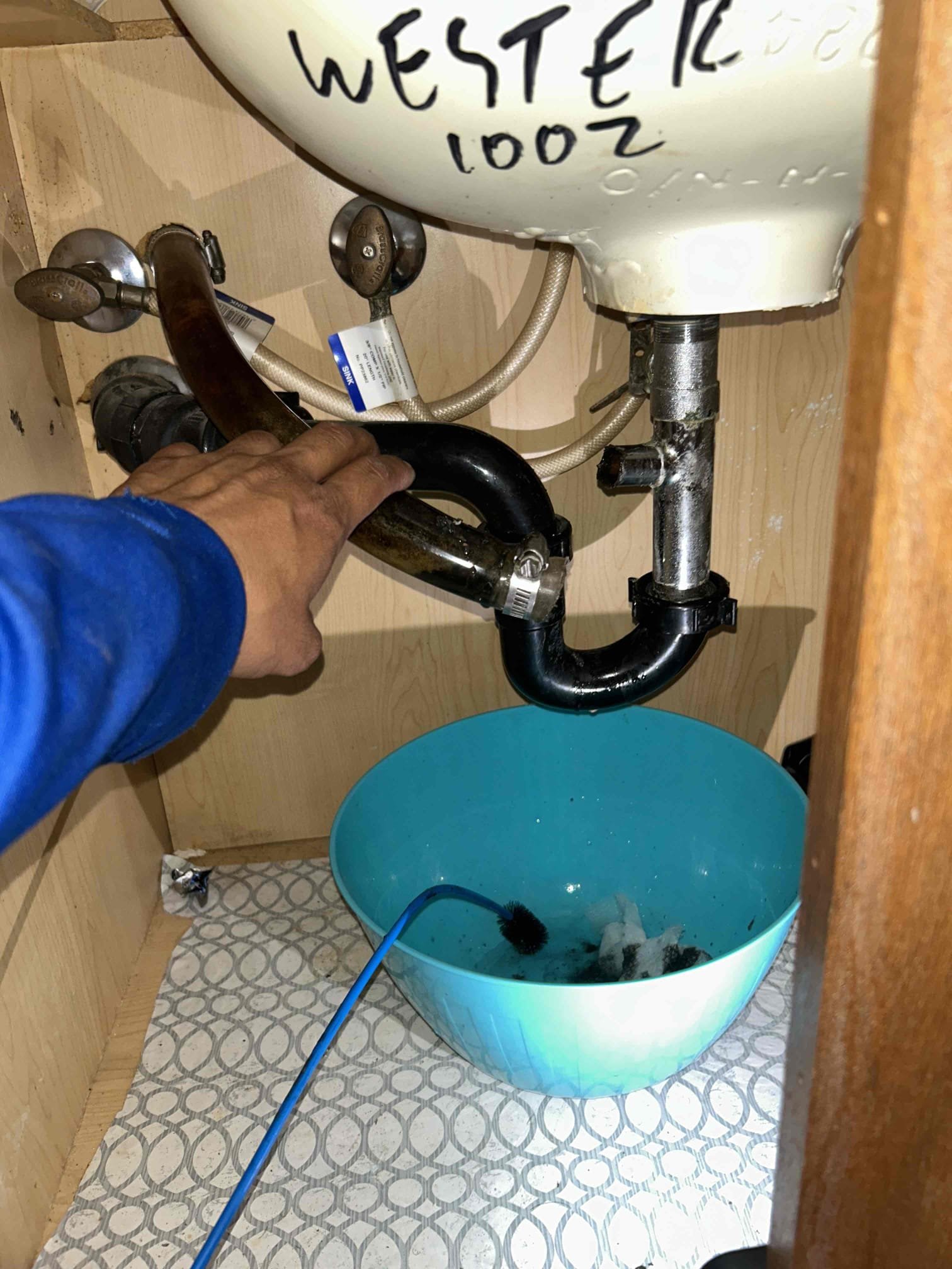 Air handler is leaking water. Drained as much water possible. This issue appears to be on going. Draining water out is only a temporary fix. Recommendation is to run a new line. System is cooling at departure.