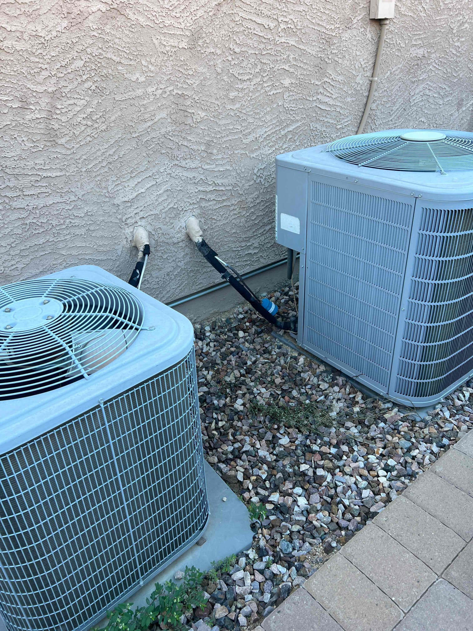I performed an AC check on both systems. Both units are operating to factory specifications. The coils are clean and the condensation line is clear.