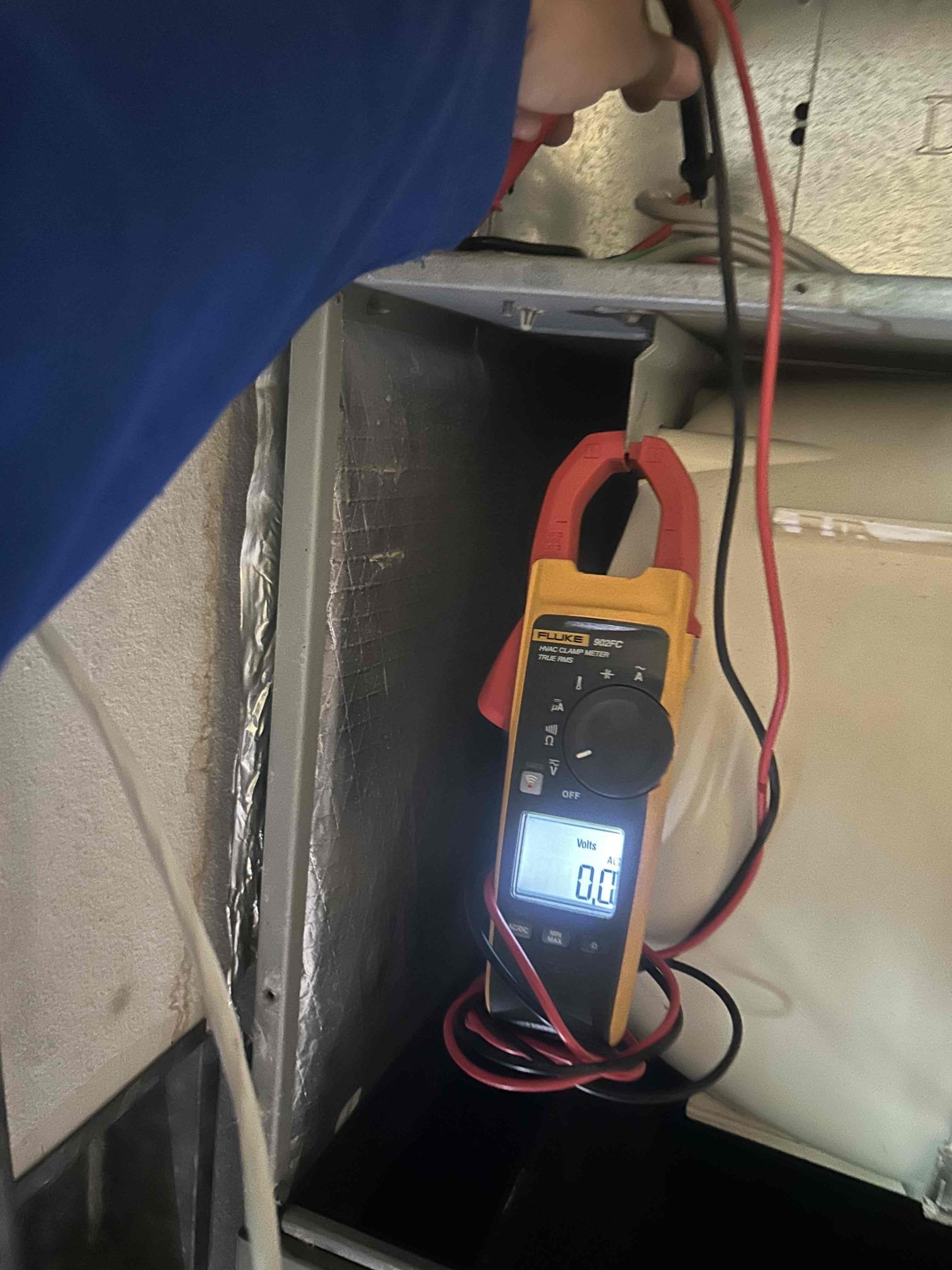 Main home unit is not operating. With further investigation found that the air handler is not receiving power. There is no voltage present at the wall receptacle. It is recommended to reach out to an electrician.
