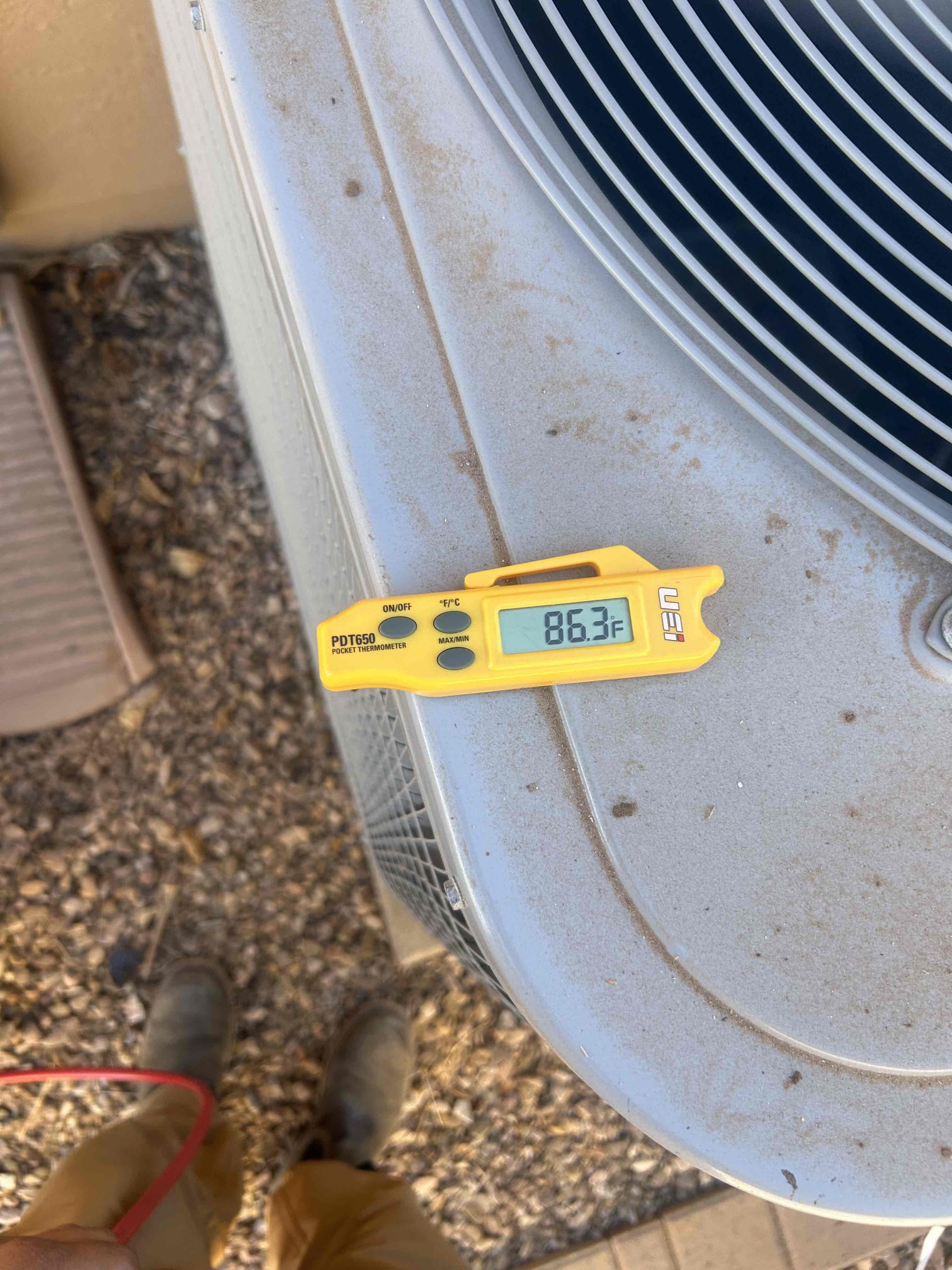 Performed inspection in cooling x’2. Found smaller unit slightly low on charge. Added 1lb r410a to charge to specs. 

R- 410a Adjust Refrigerant level: 1st Pound
RECOMMEND LEAK SEARCH BEFORE ADJUSTING REFRIGERANT CHARGE
Purge gauges to ensure no non-condensables enter system
Use digital scale to weigh in refrigerant
Adjust according to units TP chart and super heat and sub cool