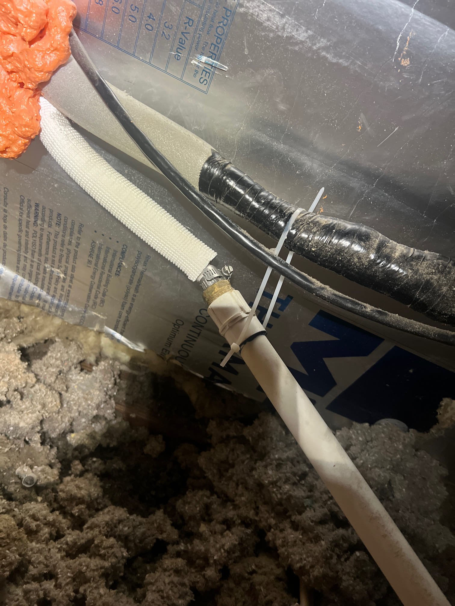 The mini split condensation line where it connected from the head unit to the pex fitting in the PVC was leaking. The size difference between the pex and the condensation line from the head. Unit was too great, causing it to pinch and leak. I cut back the hole that was pinched, and added silicone to the pex and cut a piece of vinyl hose to increase the size. I put silicone on the outside of the vinyl hose and reattached the unit drain and tighten the hose clamp. The unit operating properly at this time. 