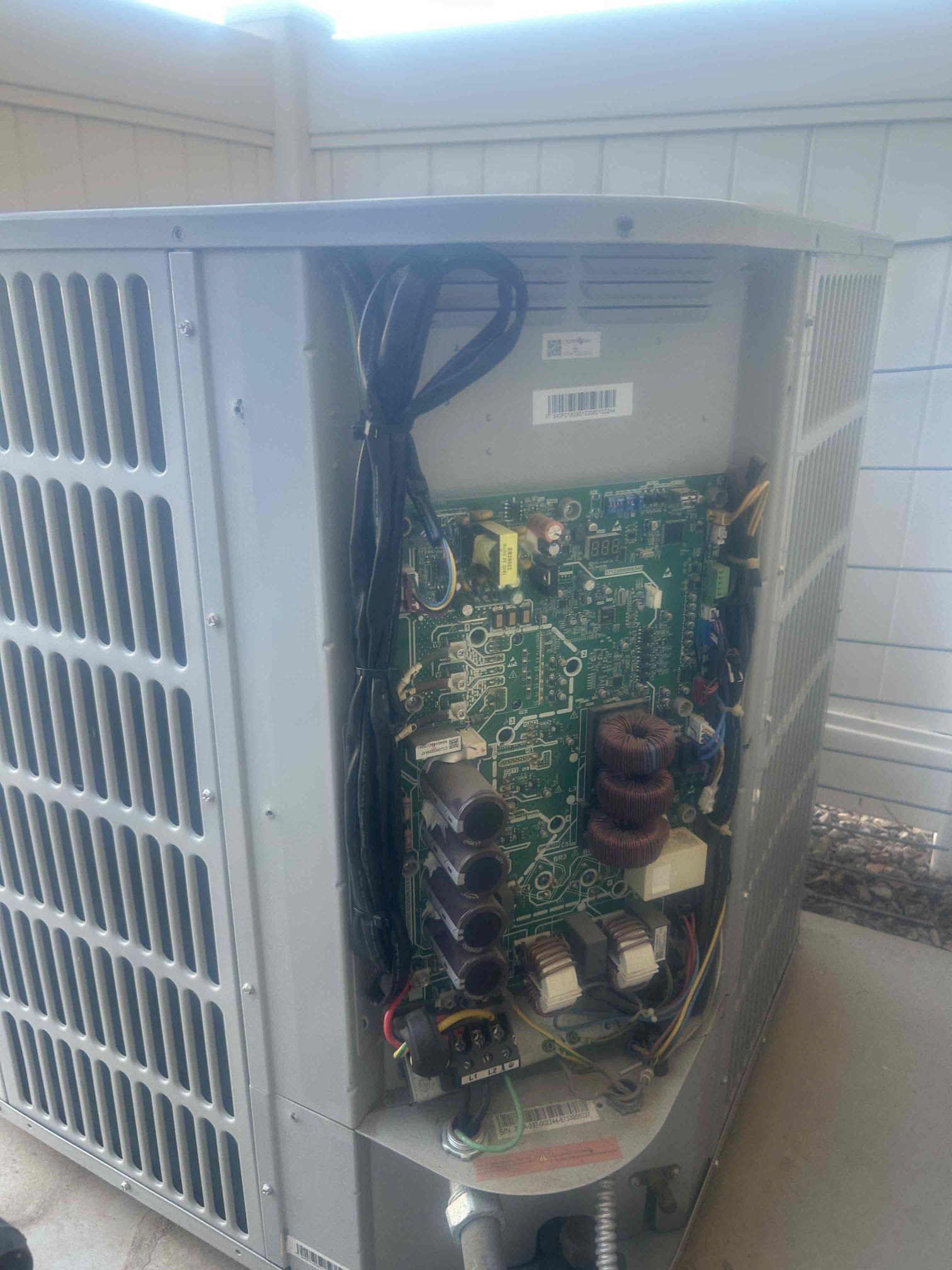 Returned to replace outdoor fan motor to bigger unit. Unit cools kitchen side of home.